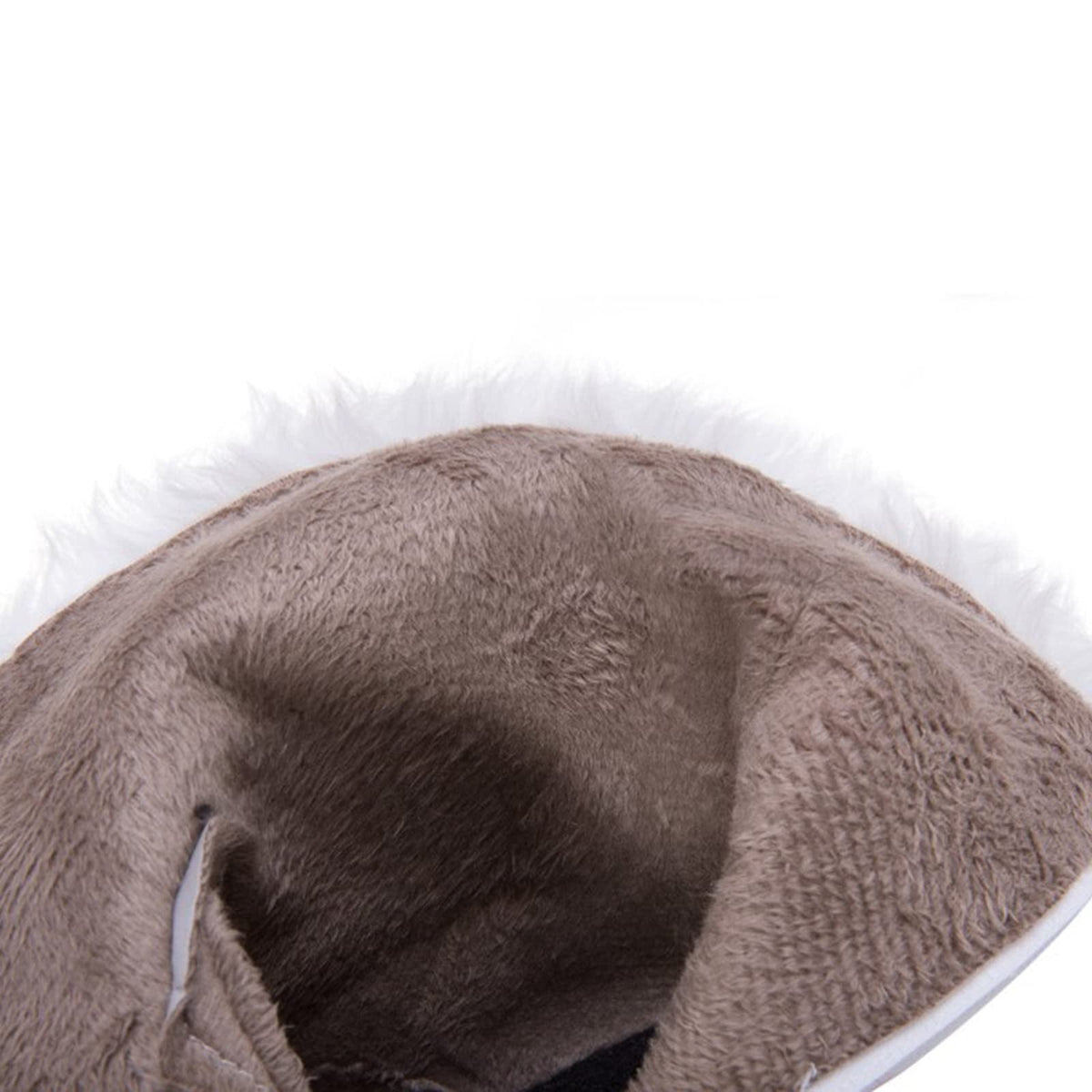 Women Winter Warm Hidden Wedge Snow Booties Leather Cute Bowknot Rhinestones Fuzzy Fleece Lined Thickening Side Zipper Ankle Boots White 39