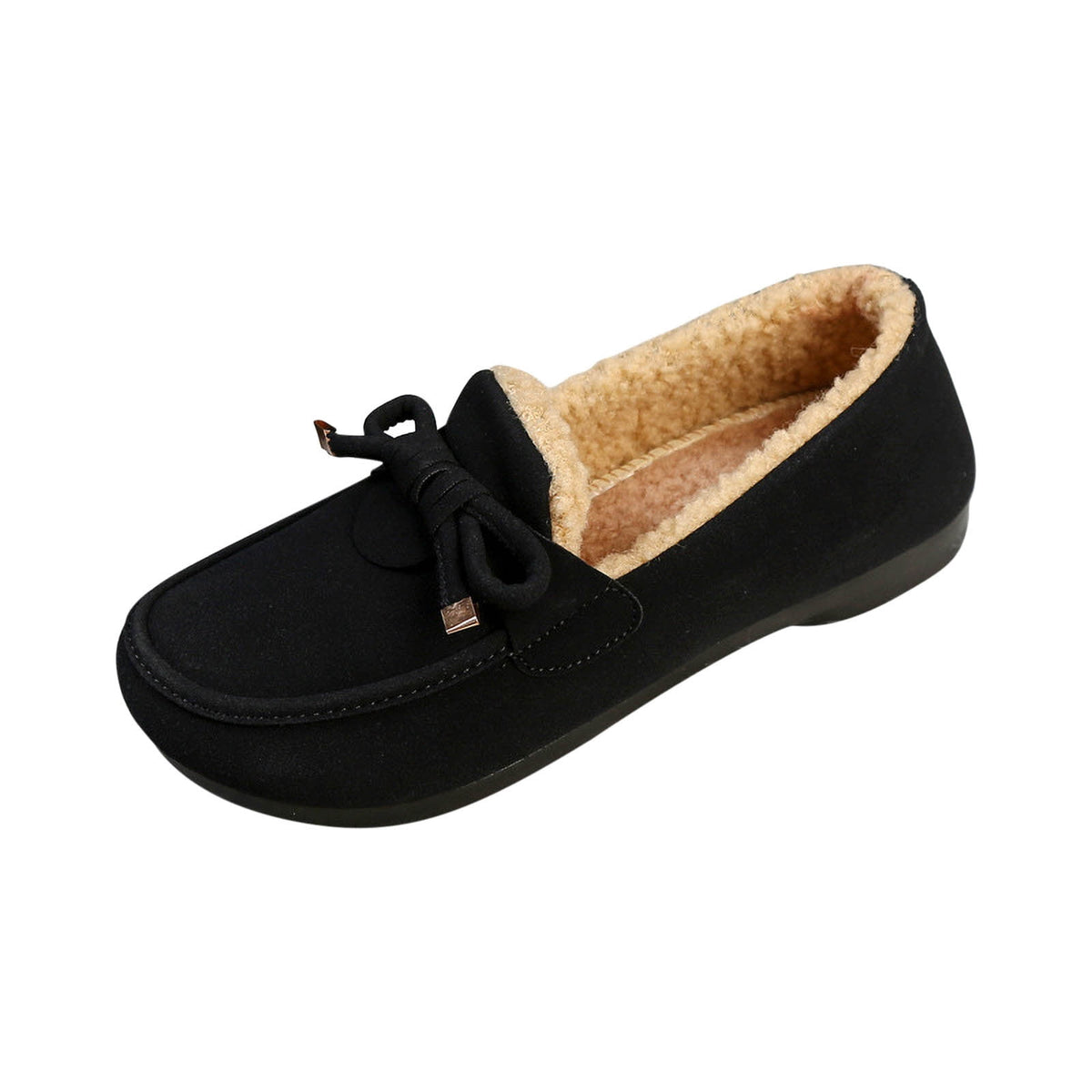 hopeusnice Women's Winter Fuzzy Fleece Lined Snow Boots Slip On Flat Shoes Warm Plush Bowknot Cozy Indoor Outdoor Flats Green 37