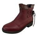 hopeusnice Women's Ankle Boots Chain Decor Pointed Toe Chunky Heel Cowboy Boots Western Style Mid Calf Boots Red 36