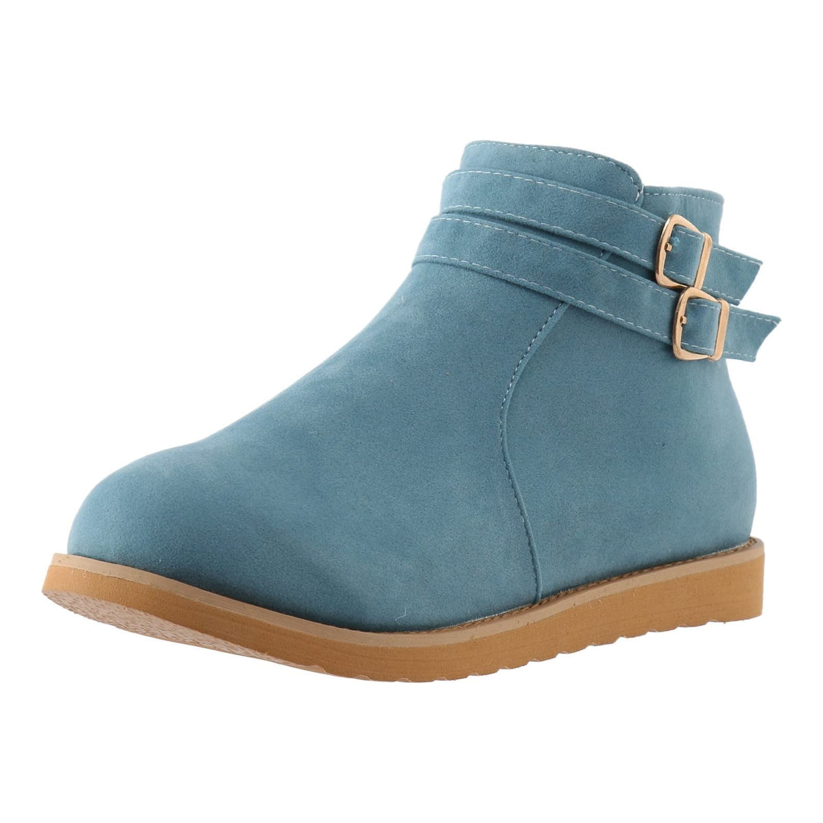 hopeusnice Women's Buckle Ankle Boots Suede Winter Warm Shoes Flat Heel Buckle Ankle Boots Comfortable Fashion Boots Black 36