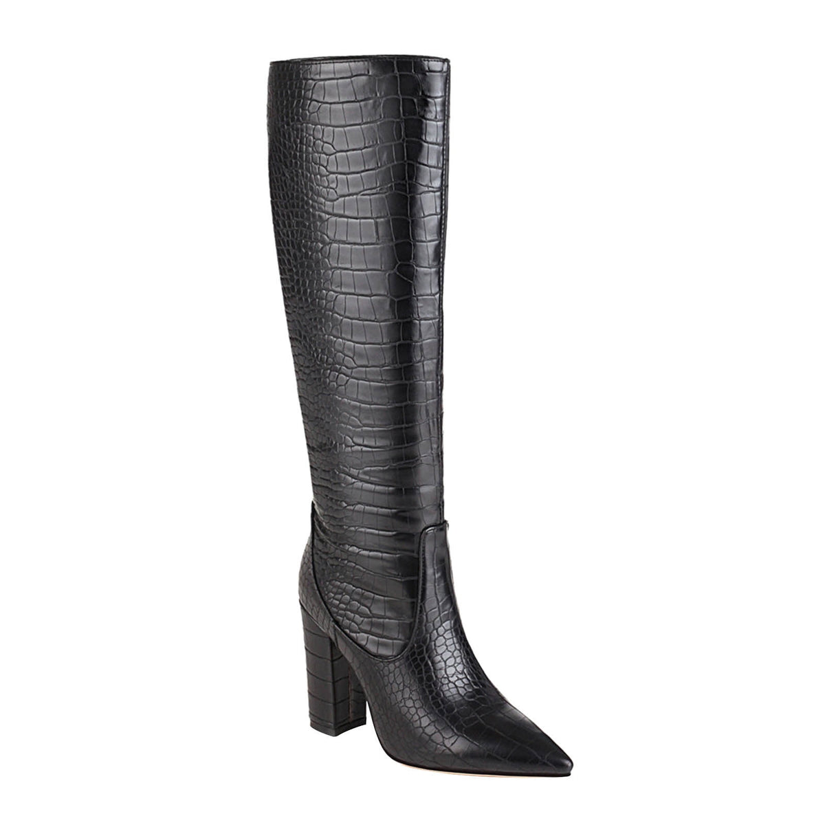 Women's Knee High Boots Pointed Toe Chunky Heel Leather Boots Fall Winter Warm Comfortable Fashion Boots Yellow 44