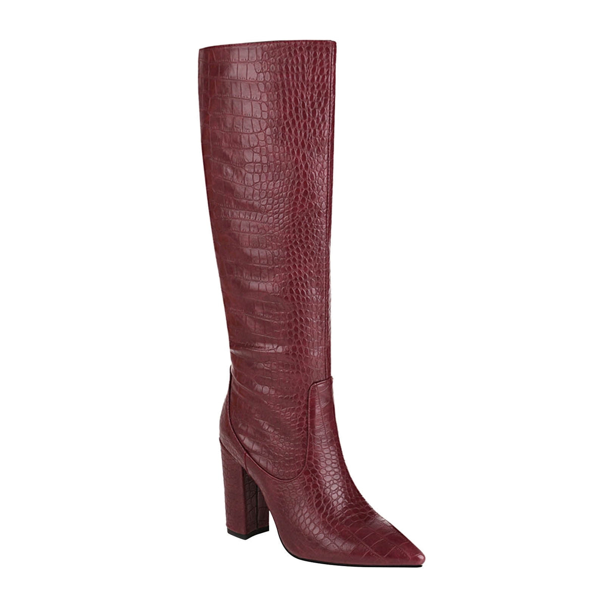 Women's Knee High Boots Pointed Toe Chunky Heel Leather Boots Fall Winter Warm Comfortable Fashion Boots Yellow 44